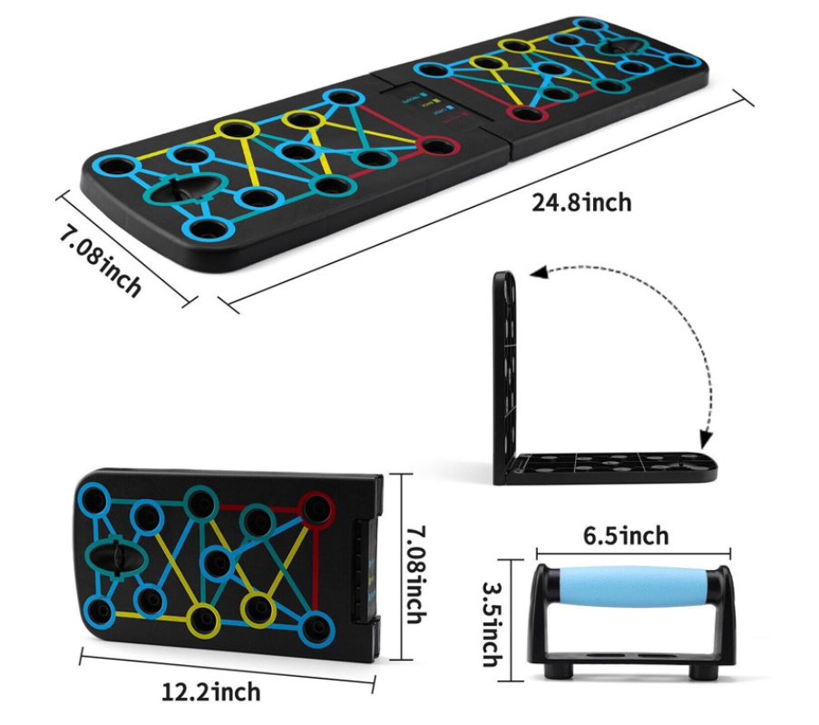 With Handle And Drawstring Multifunctional Push-Up Board 9-In-1 Foldable System For Strength Training