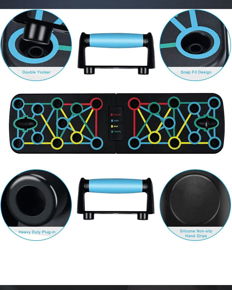 With Handle And Drawstring Multifunctional Push-Up Board 9-In-1 Foldable System For Strength Training