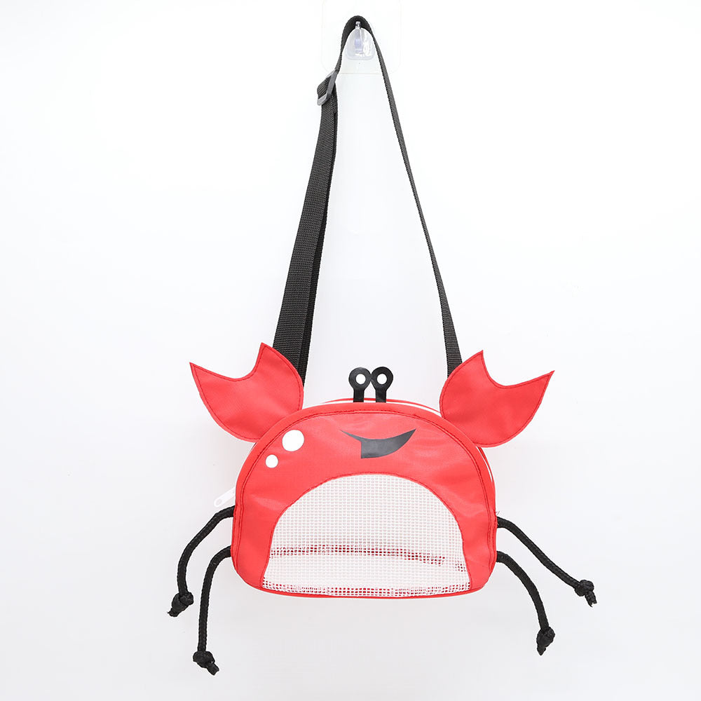 3 Pcs Red Cute Crab Mesh Beach Bag For Kids Shell Collecting Sand Toy