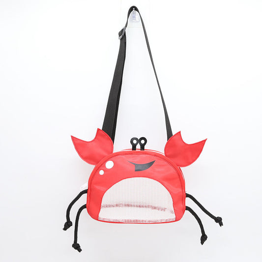 3 Pcs Red Cute Crab Mesh Beach Bag For Kids Shell Collecting Sand Toy