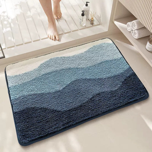 Blue Bath Mat Super Absorbent Non-Slip Bathroom Floor 40X60cm