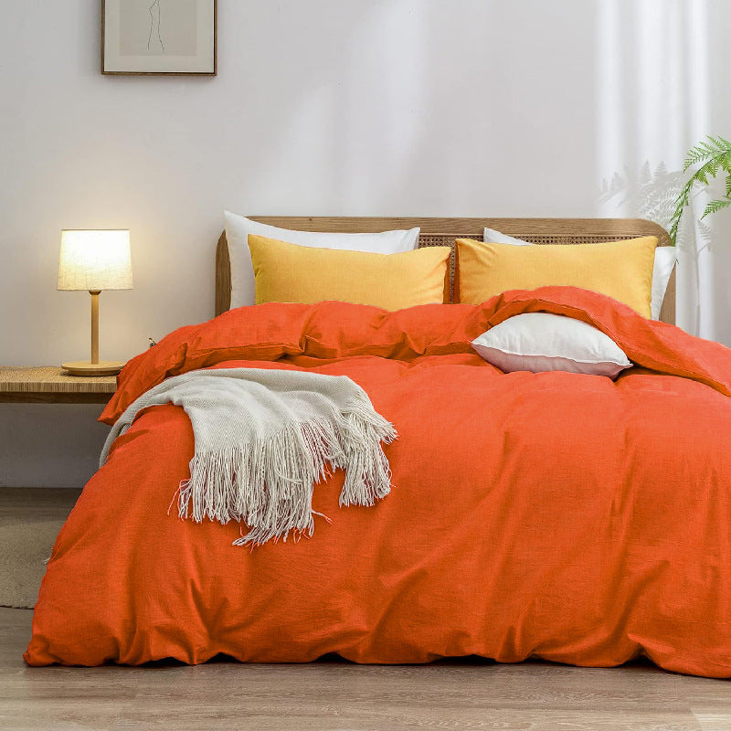 Elosung Orange 1.8M Luxurious Soft Brushed Microfiber 4 Piece Bedding Set Double (180X220cm Duvet Cover