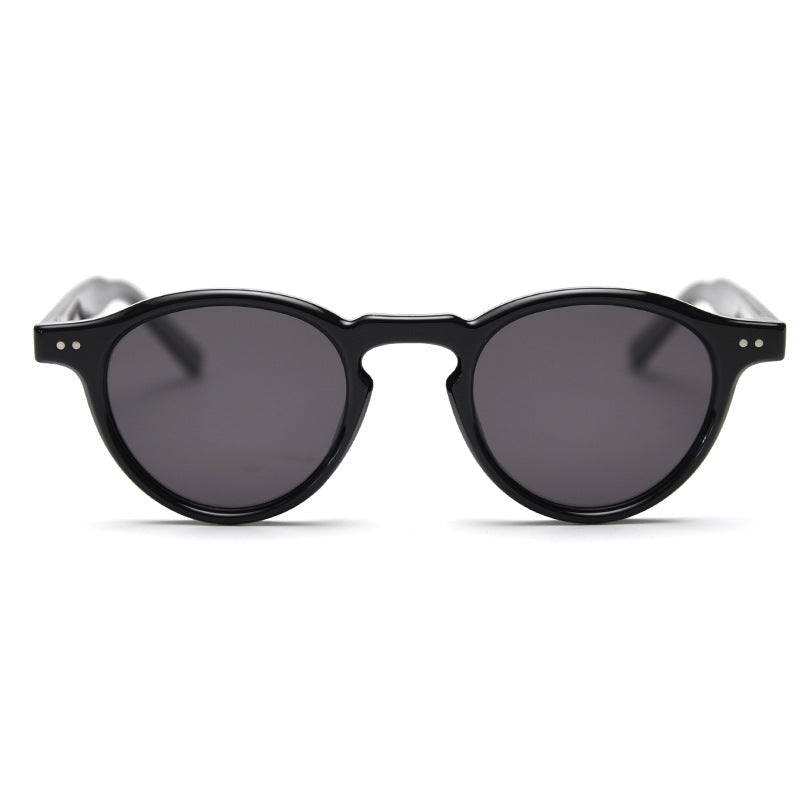 Elosung Black Retro Round Polarized Sunglasses Fashion Uv Protection Frame
