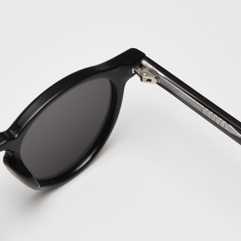 Elosung Black Retro Round Polarized Sunglasses Fashion Uv Protection Frame
