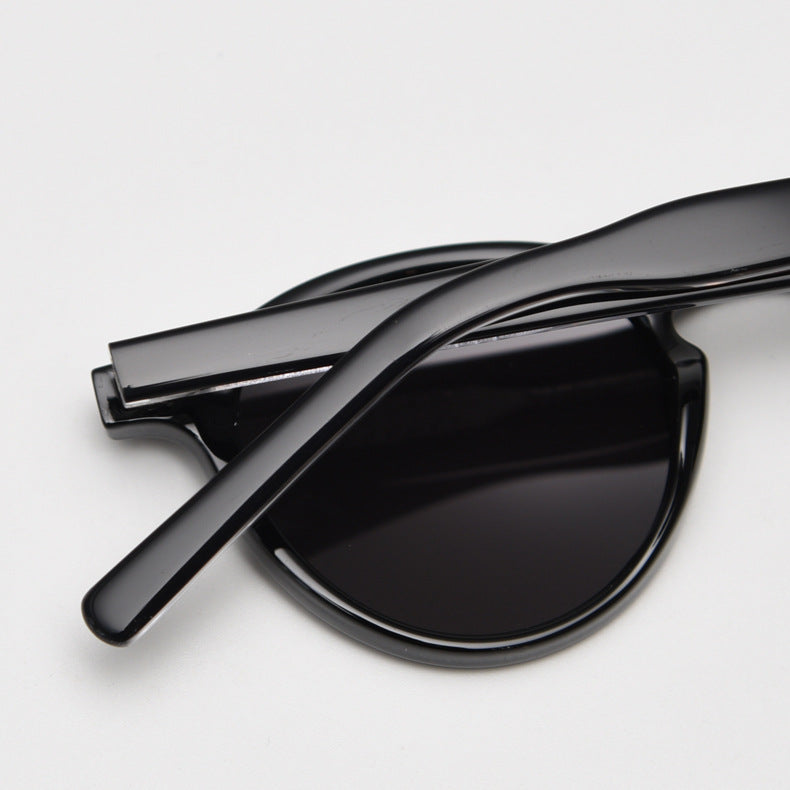 Elosung Black Retro Round Polarized Sunglasses Fashion Uv Protection Frame
