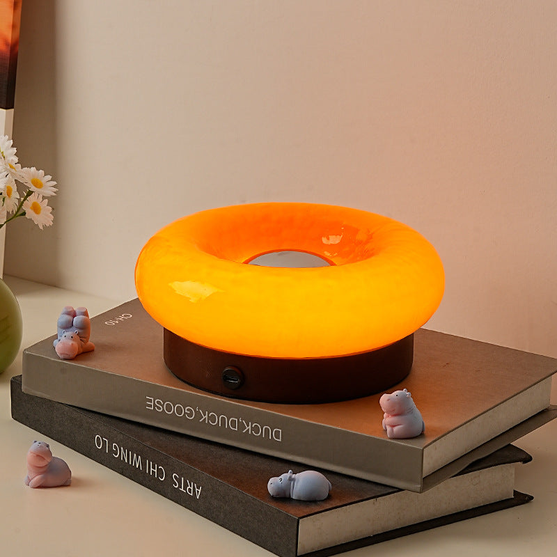 Orange Donut Table Lamp Rechargeable Touch Control Led