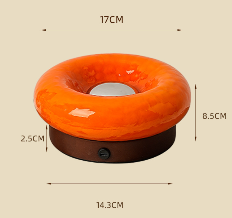 Orange Donut Table Lamp Rechargeable Touch Control Led