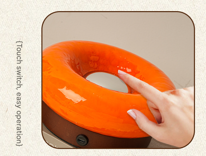 Orange Donut Table Lamp Rechargeable Touch Control Led