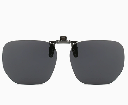 Black Grey 2 Piece Flip Up Sunglasses Clip On Set For Glasses Uv Protective Square Polarized Lenses Driving