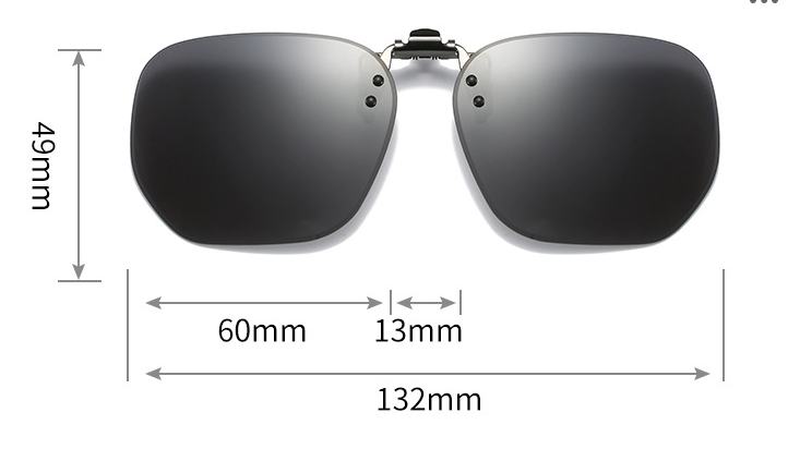 Black Grey 2 Piece Flip Up Sunglasses Clip On Set For Glasses Uv Protective Square Polarized Lenses Driving