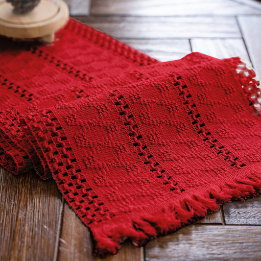 Red Twisted Whiskers Table Flag Vintage Inspired Chinese Runner With Retro Ambiance 30X200cm