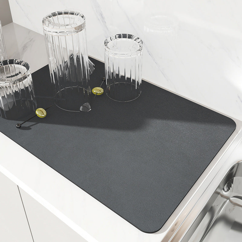 2 Pcs Dark Gray Kitchen Drying Mat Super Absorbent Dish & Cup Drainer Pad 30X40cm