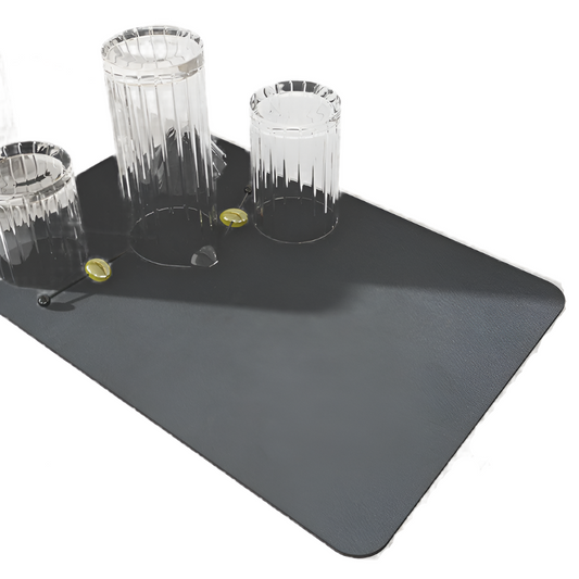 2 Pcs Dark Gray Kitchen Drying Mat Super Absorbent Dish & Cup Drainer Pad 30X40cm