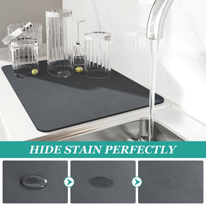 2 Pcs Dark Gray Kitchen Drying Mat Super Absorbent Dish & Cup Drainer Pad 30X40cm