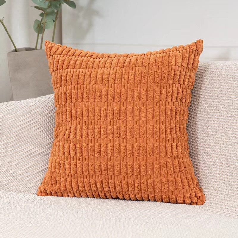 Elosung Orange Set Of 2 Corduroy Style Throw Pillow Covers Machine Washable 50X50cm