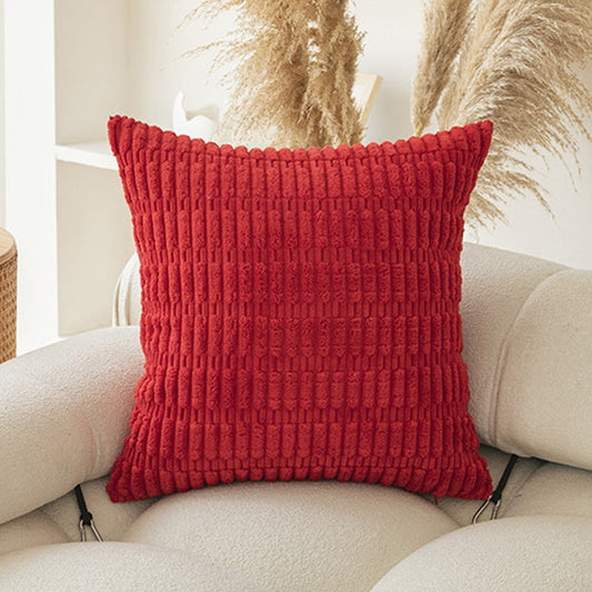 Elosung Set Of 2 Red Corduroy Style Throw Pillow Covers Machine Washable 50X50cm