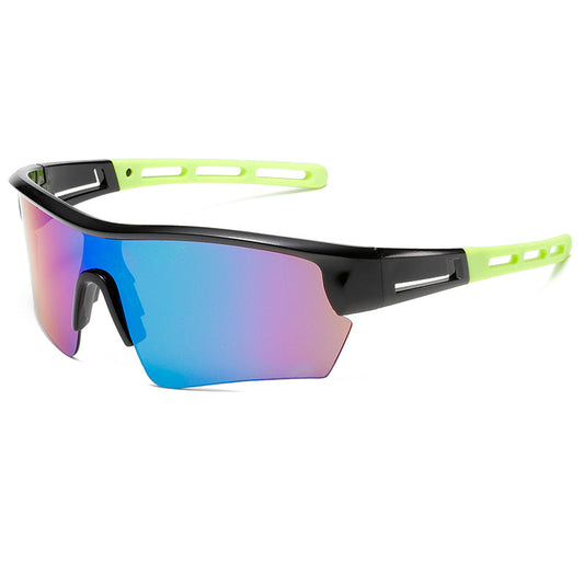 Elosung 2 Pcs Outdoor Sports Sunglasses Uv Protection Hd Lenses For Cycling Boating Fishing(Black Green Frame Blue Film)