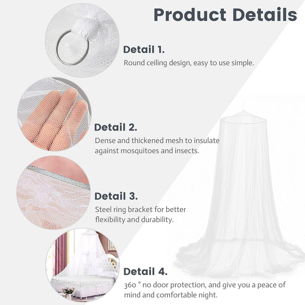 Black Hanging Princess Bed Canopy Mosquito Net Dome For Dorm Rooms Bedrooms