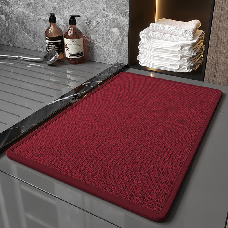 40X60cm Red Quick Dry Bathroom Rug Non Slip Pvc Foam Super Absorbent