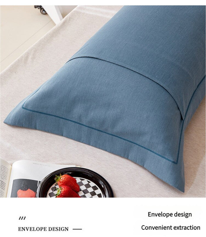 Blue Pure Cotton Flannel Pillowcase Set Soft Thickened Solid Color Pair 48X74cm