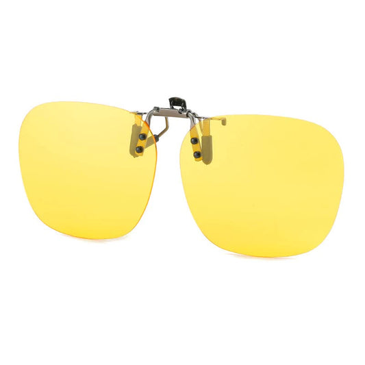 Elosung 2 Pcs Night Vision Yellow Polarized Clip On Sunglasses Day And Use Frameless Polygon Design For Fishing Driving