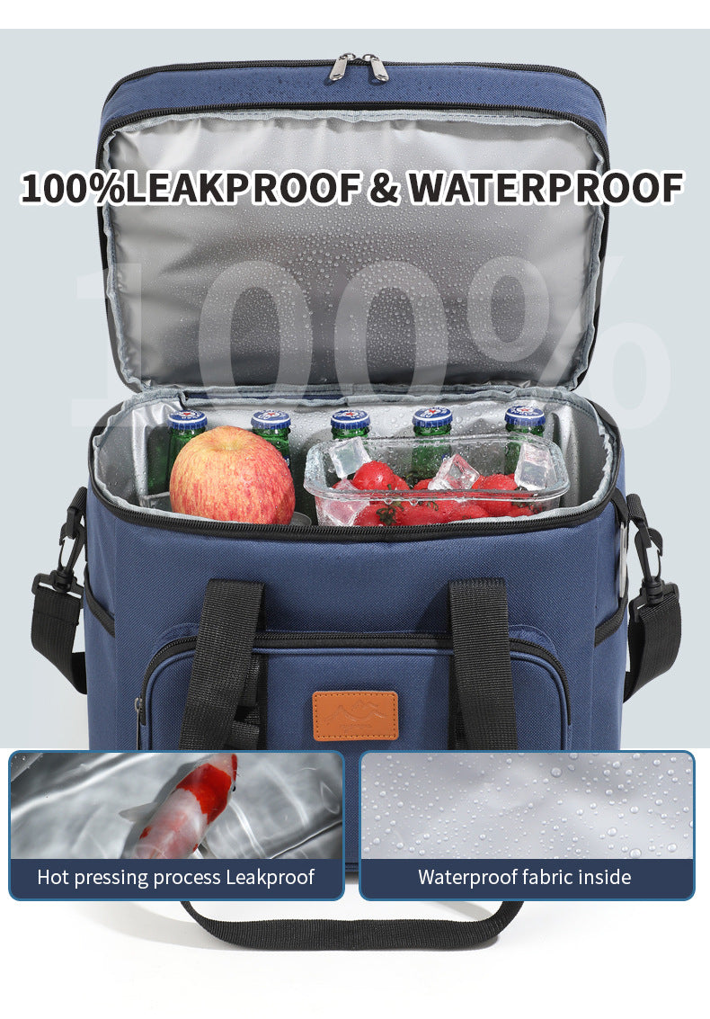 Black 23L Extra Large Insulated Cooler Bag With Double Layers - Perfect For Camping Picnics And Outdoor Adventures