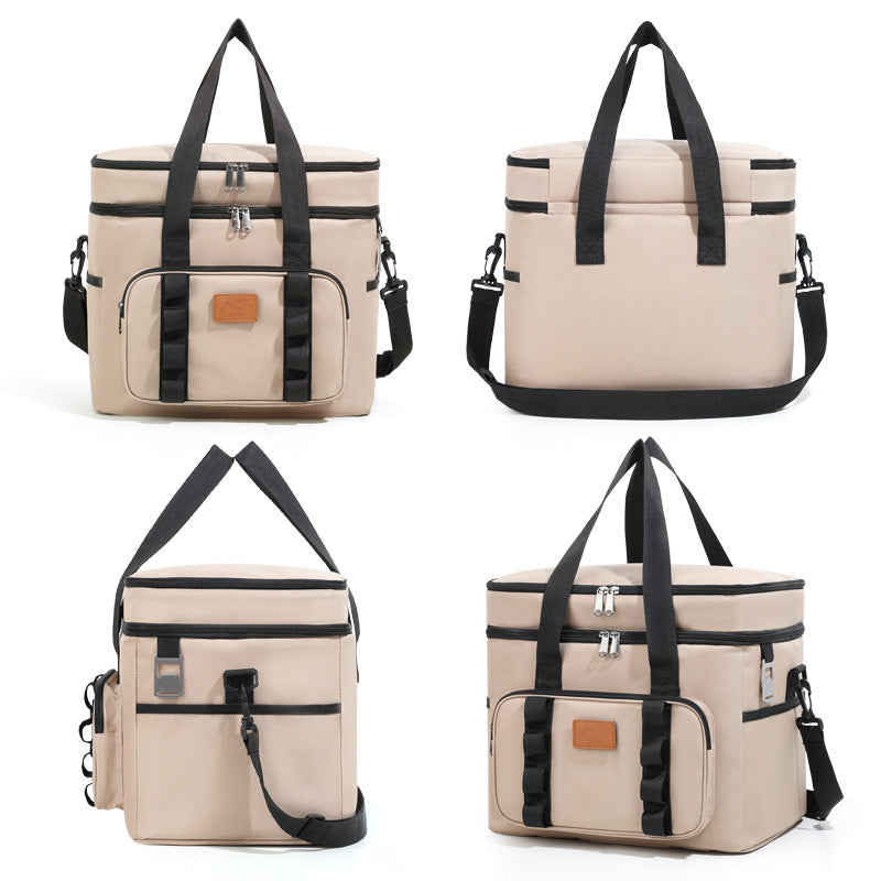 Black 23L Extra Large Insulated Cooler Bag With Double Layers - Perfect For Camping Picnics And Outdoor Adventures