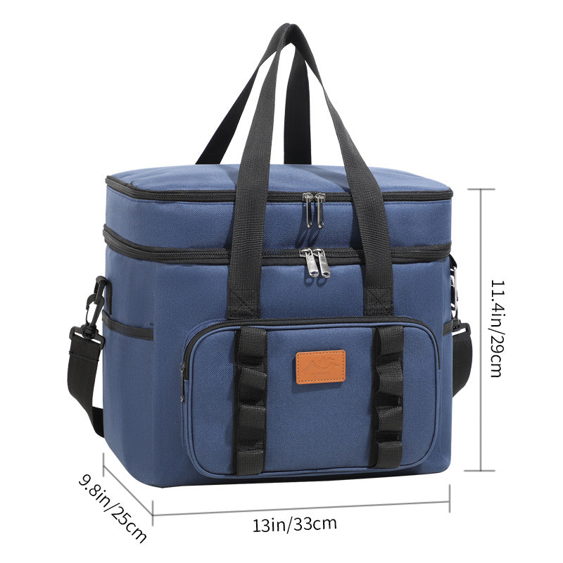 Black 23L Extra Large Insulated Cooler Bag With Double Layers - Perfect For Camping Picnics And Outdoor Adventures
