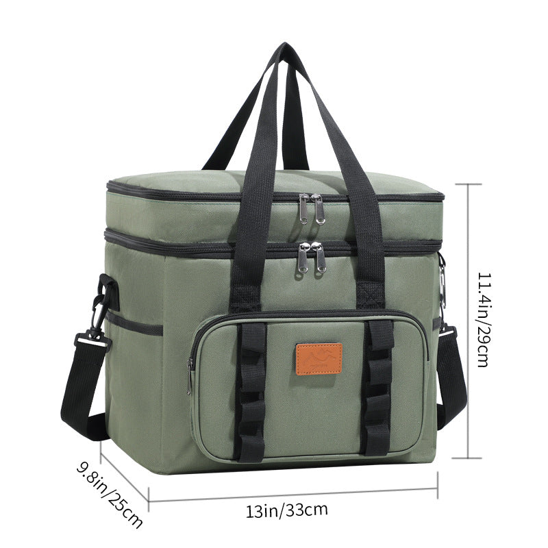 Black 23L Extra Large Insulated Cooler Bag With Double Layers - Perfect For Camping Picnics And Outdoor Adventures
