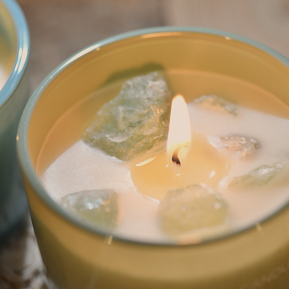 Elosung 3 Pcs (Sweet Lemon)Macaron Crystal Stone Scented Candle - Aromatherapy Gift