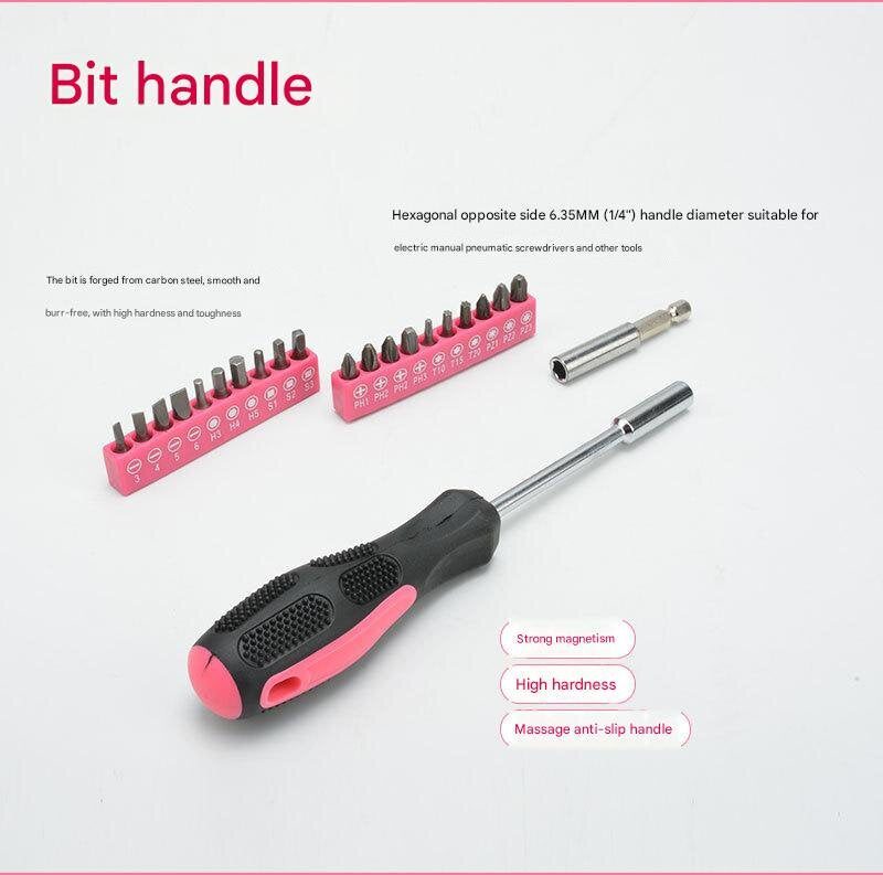 39 Piece Home Tool Kit Pink Carbon Steel Hardware Set