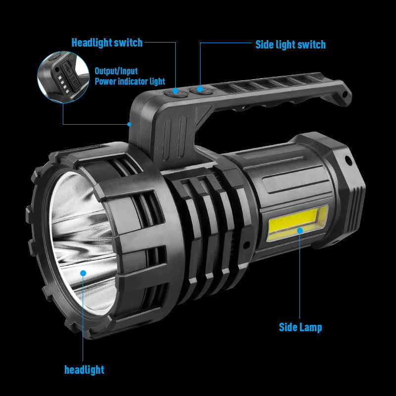 Rechargeable Led Searchlight Handheld Spotlight 500M Range Long Lasting Powerful Light
