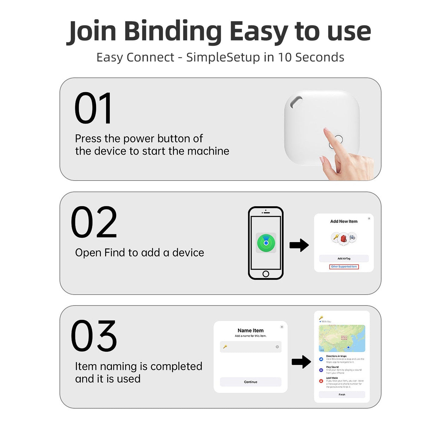 Round White Mini Locator Technology Tracker Key Finder Wallet Anti Theft Device Tag