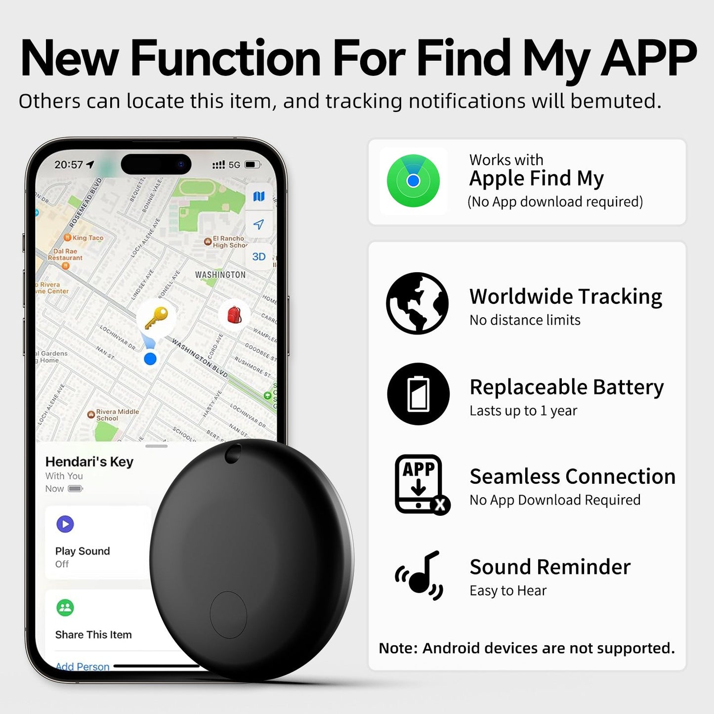 Round White Mini Locator Technology Tracker Key Finder Wallet Anti Theft Device Tag
