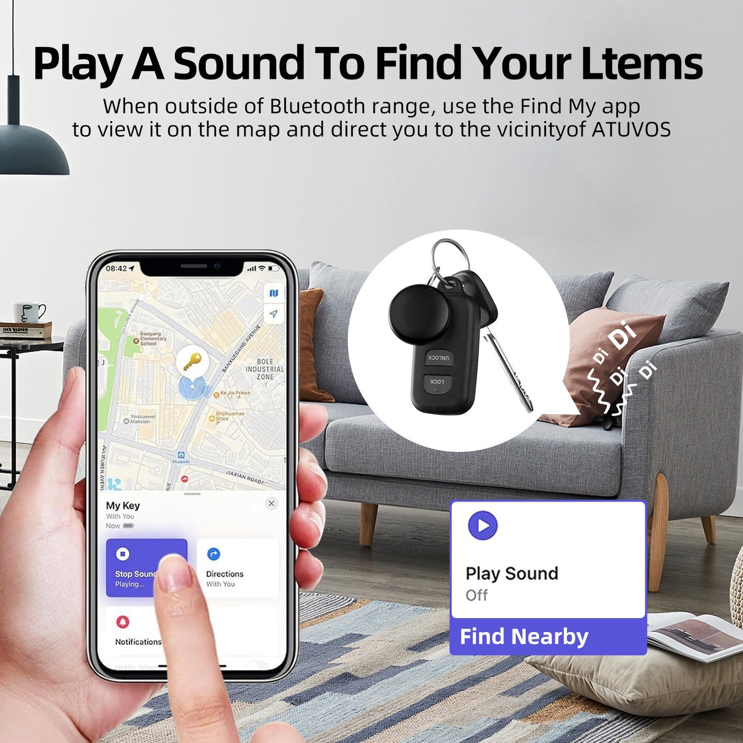Round White Mini Locator Technology Tracker Key Finder Wallet Anti Theft Device Tag