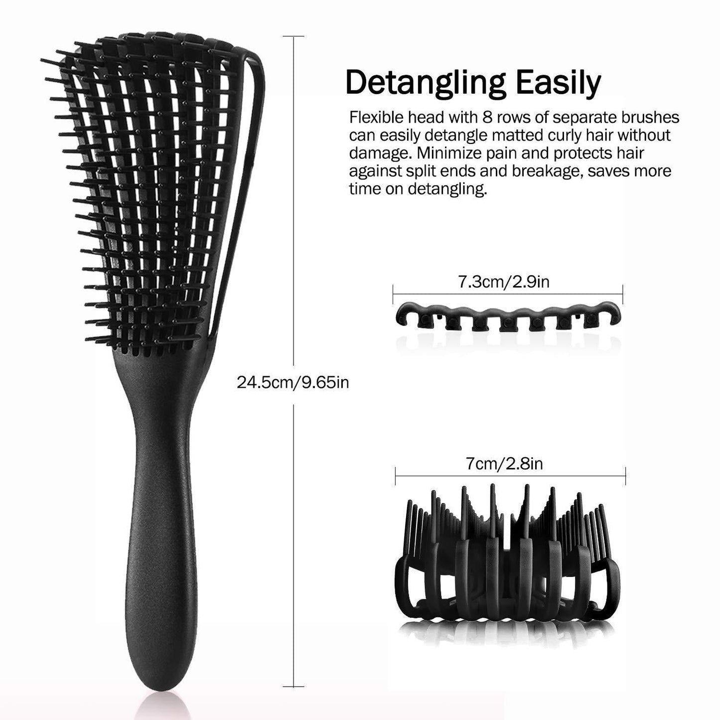 3 Pcs Black Detangling Brush Octopus Design For Effortless And Tangle Free Hair Care