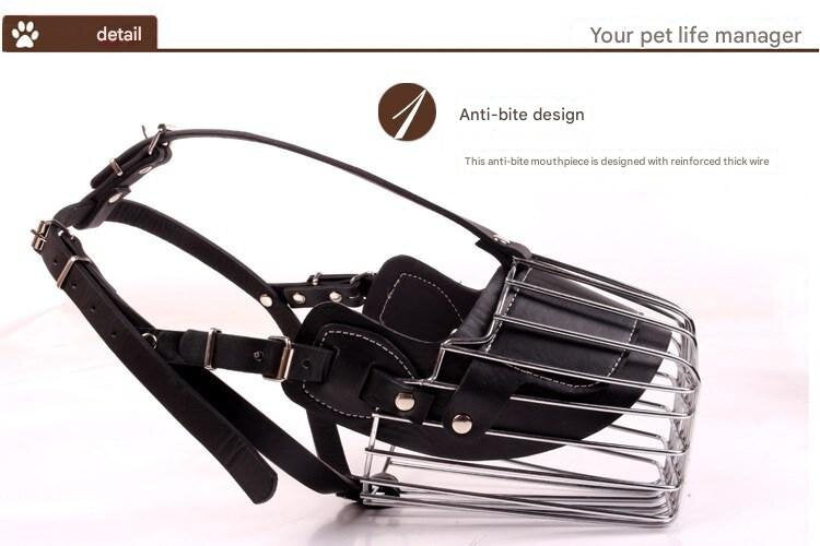 Black Metal Basket Dog Muzzle Anti Bite & Barking Xxl