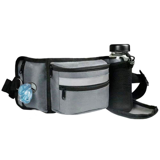 Multi Function Dog Training Belt Bag With Water Bottle Holder Grey