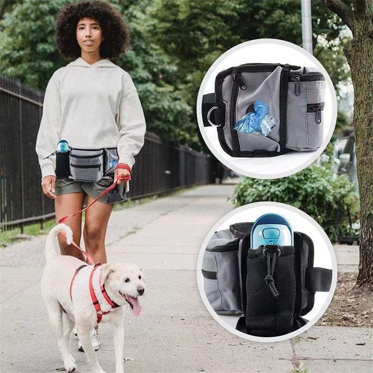 Multi Function Dog Training Belt Bag With Water Bottle Holder Grey