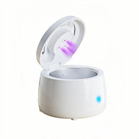 White Ultrasonic Cleaner With Uv Light For Dentures Aligners & Jewelry