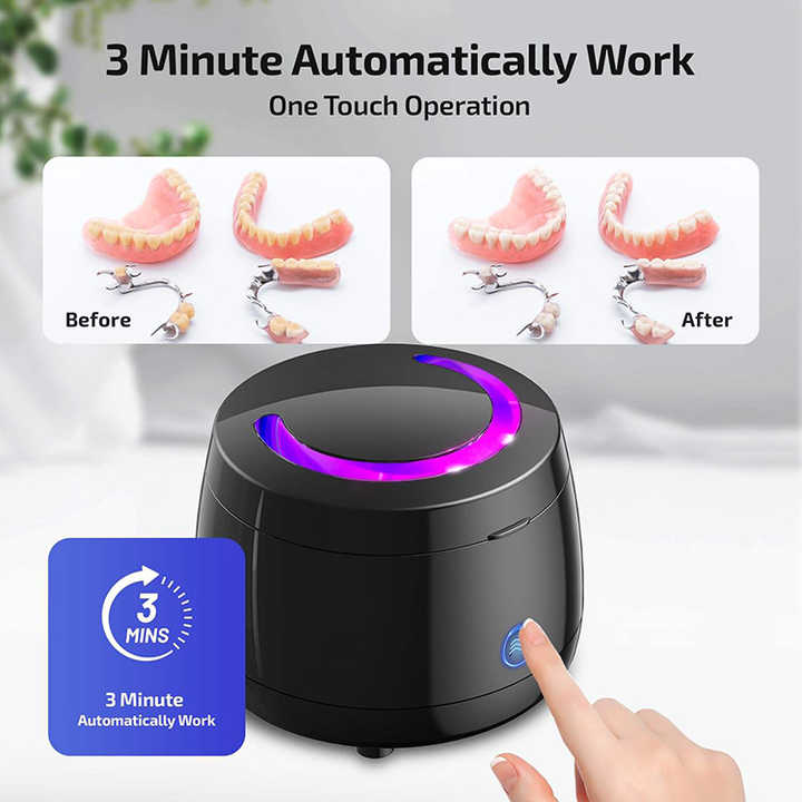 White Ultrasonic Cleaner With Uv Light For Dentures Aligners & Jewelry