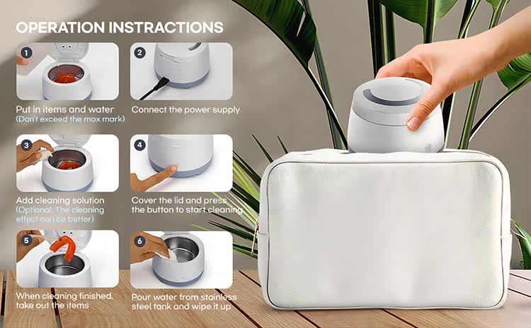White Ultrasonic Cleaner With Uv Light For Dentures Aligners & Jewelry