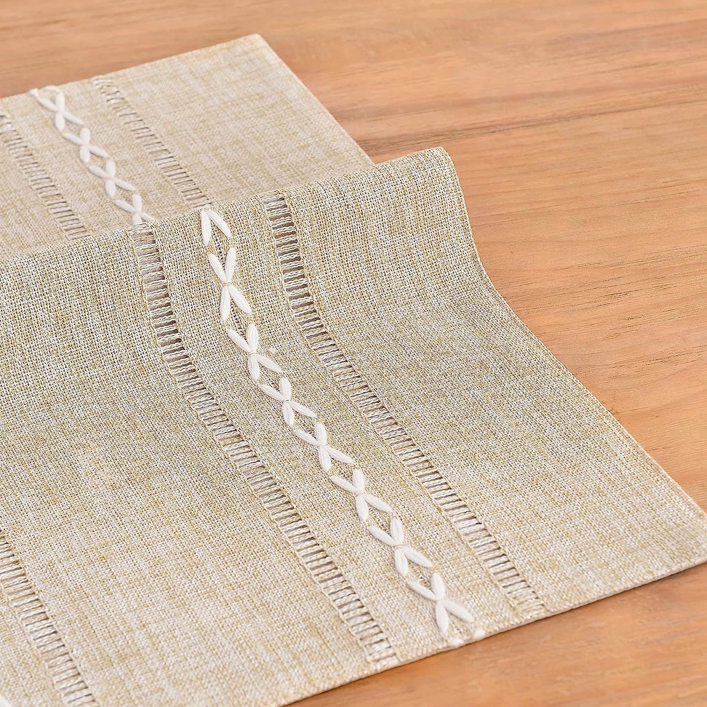 Beige Woven Placemats Heat Resistant Linen Table Mats Coasters Set