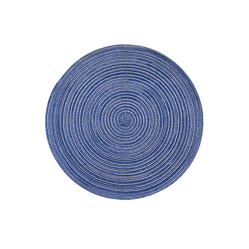 Elosung 8 Pcs Blue Woven Round Placemat - Non-Slip Heat-Resistant Dining Table Mat 30Cm