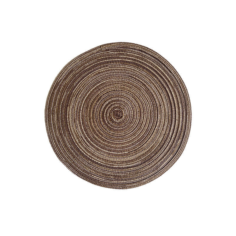 Elosung 8 Pcs Blue Woven Round Placemat - Non-Slip Heat-Resistant Dining Table Mat 30Cm