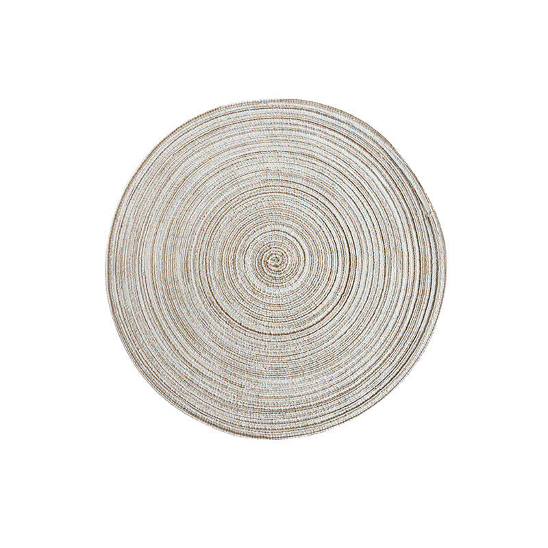 Elosung 8 Pcs Blue Woven Round Placemat - Non-Slip Heat-Resistant Dining Table Mat 30Cm