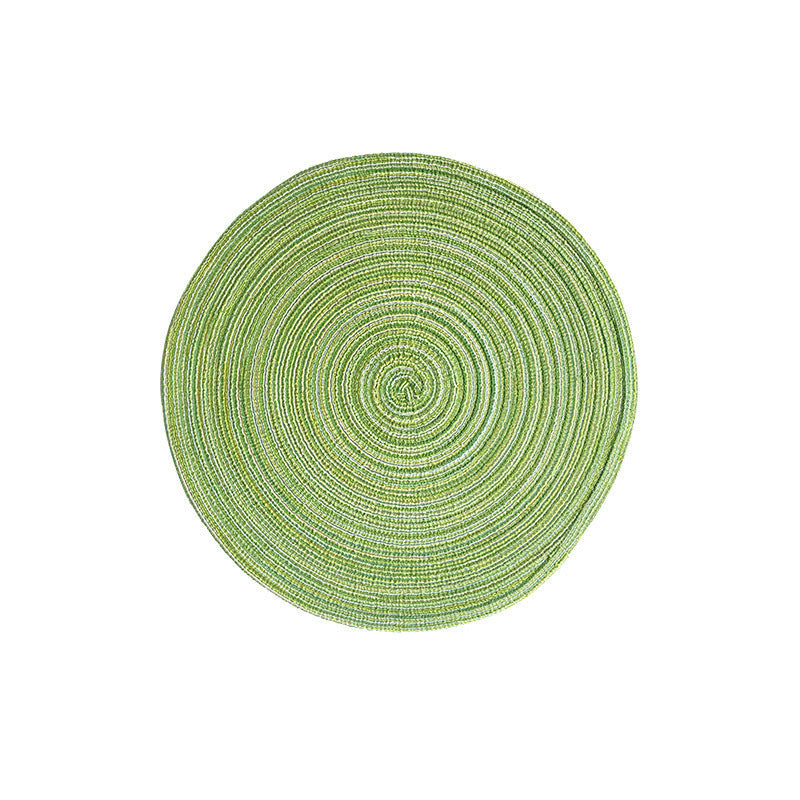 Elosung 8 Pcs Blue Woven Round Placemat - Non-Slip Heat-Resistant Dining Table Mat 30Cm