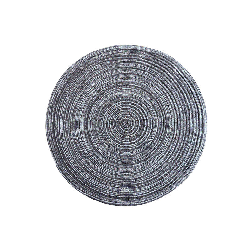 Elosung 8 Pcs Blue Woven Round Placemat - Non-Slip Heat-Resistant Dining Table Mat 30Cm