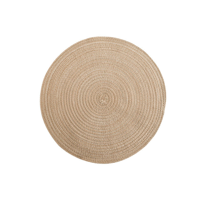 Elosung 8 Pcs Blue Woven Round Placemat - Non-Slip Heat-Resistant Dining Table Mat 30Cm