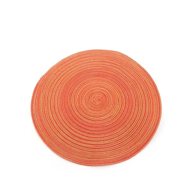 Elosung 8 Pcs Blue Woven Round Placemat - Non-Slip Heat-Resistant Dining Table Mat 30Cm